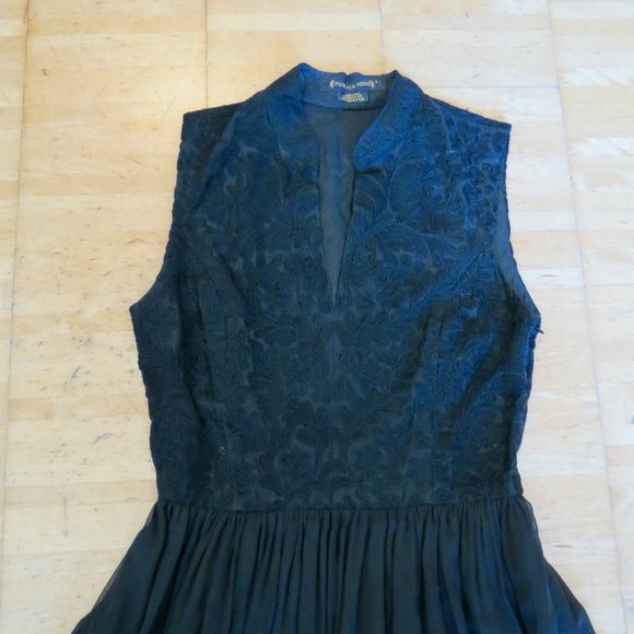 PANKAJ & NIDHI black maxi sleeveless formal dress 4 S - Picture 2 of 6